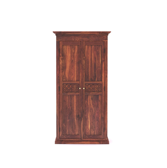 Audi 2 Door Solid Wood Wardrobe - Teak Finish