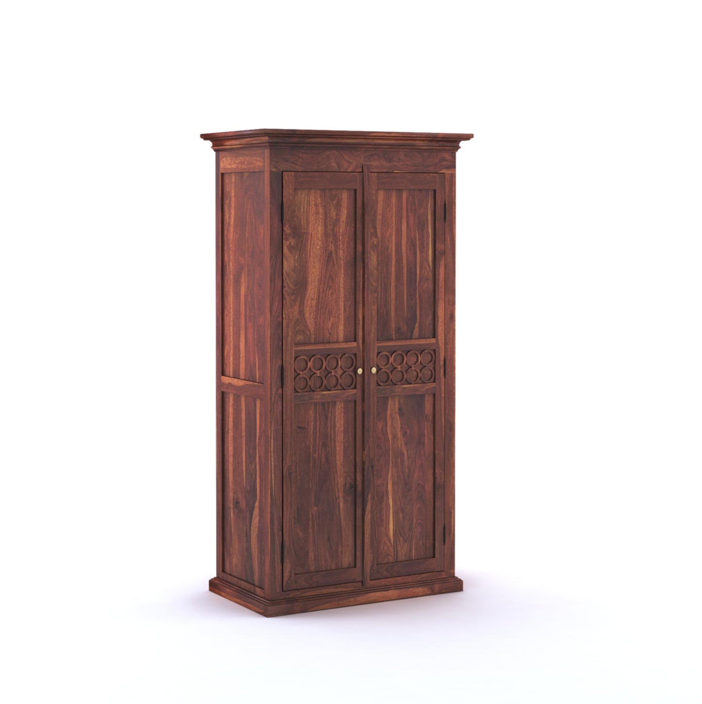 Audi 2 Door Solid Wood Wardrobe - Teak Finish