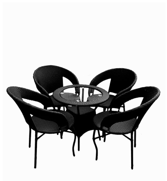 Alive Patio Seating Chair and Table Set/Outdoor Garden/Balcony Coffee Table Set Furniture (Black, 4 Seater)
