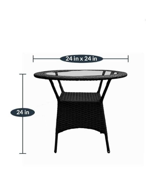Alive Patio Seating Chair and Table Set/Outdoor Garden/Balcony Coffee Table Set Furniture (Black, 4 Seater)