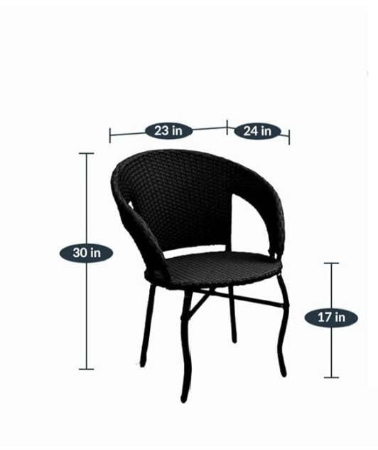 Alive Patio Seating Chair and Table Set/Outdoor Garden/Balcony Coffee Table Set Furniture (Black, 4 Seater)