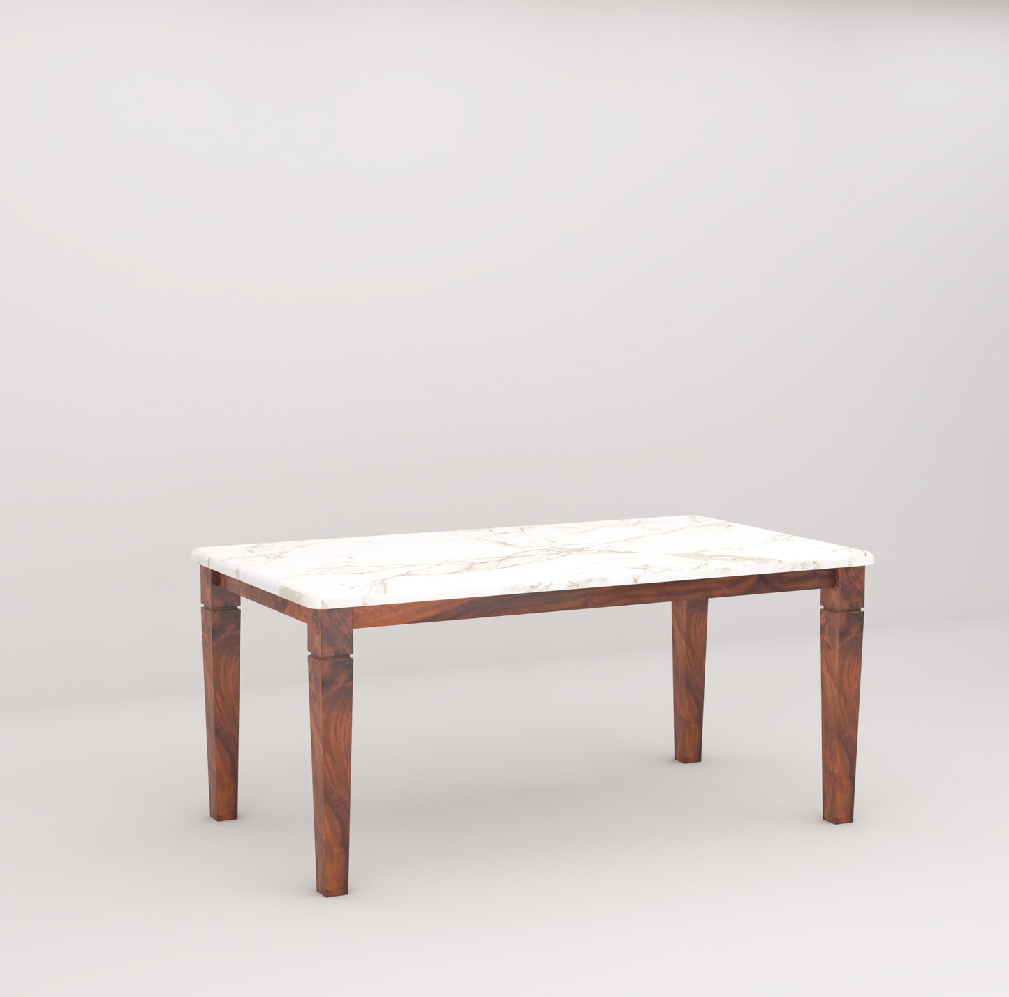 Imperial Solid Wood 6-Seater Dining Set - Marble Top - Teak Finish