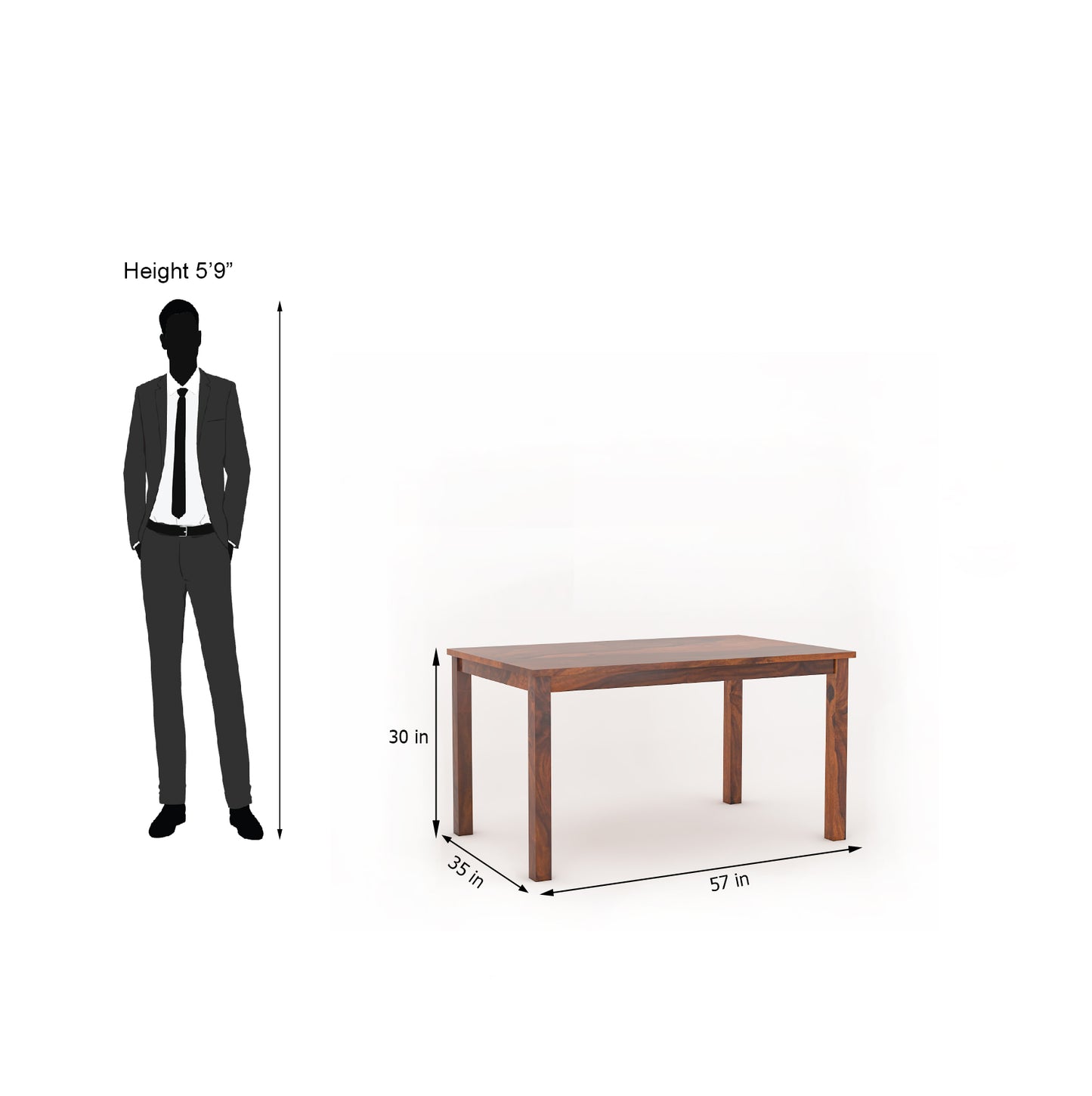 Karent Solid Wood 6 Seater Dining Set - Teak Finish