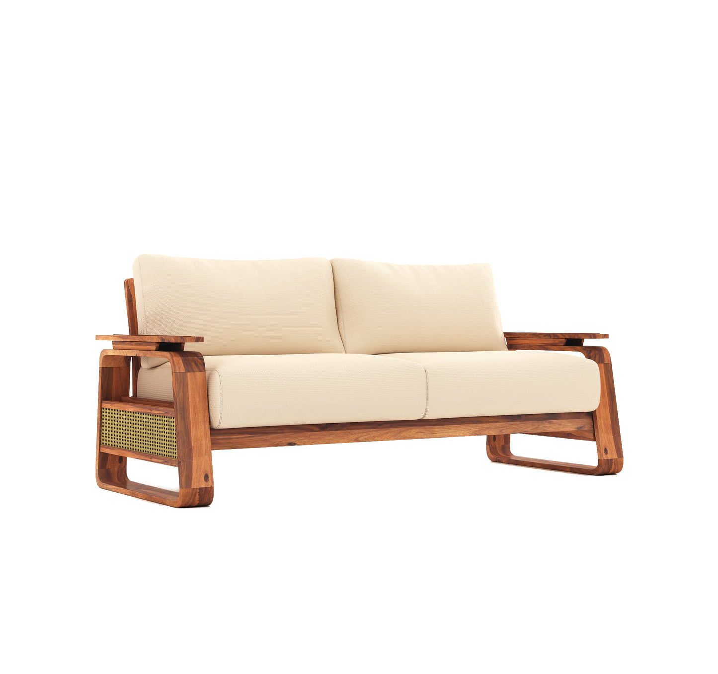 Arizona 3+1+1 Solid Wood Sofa - (Teak Finish)