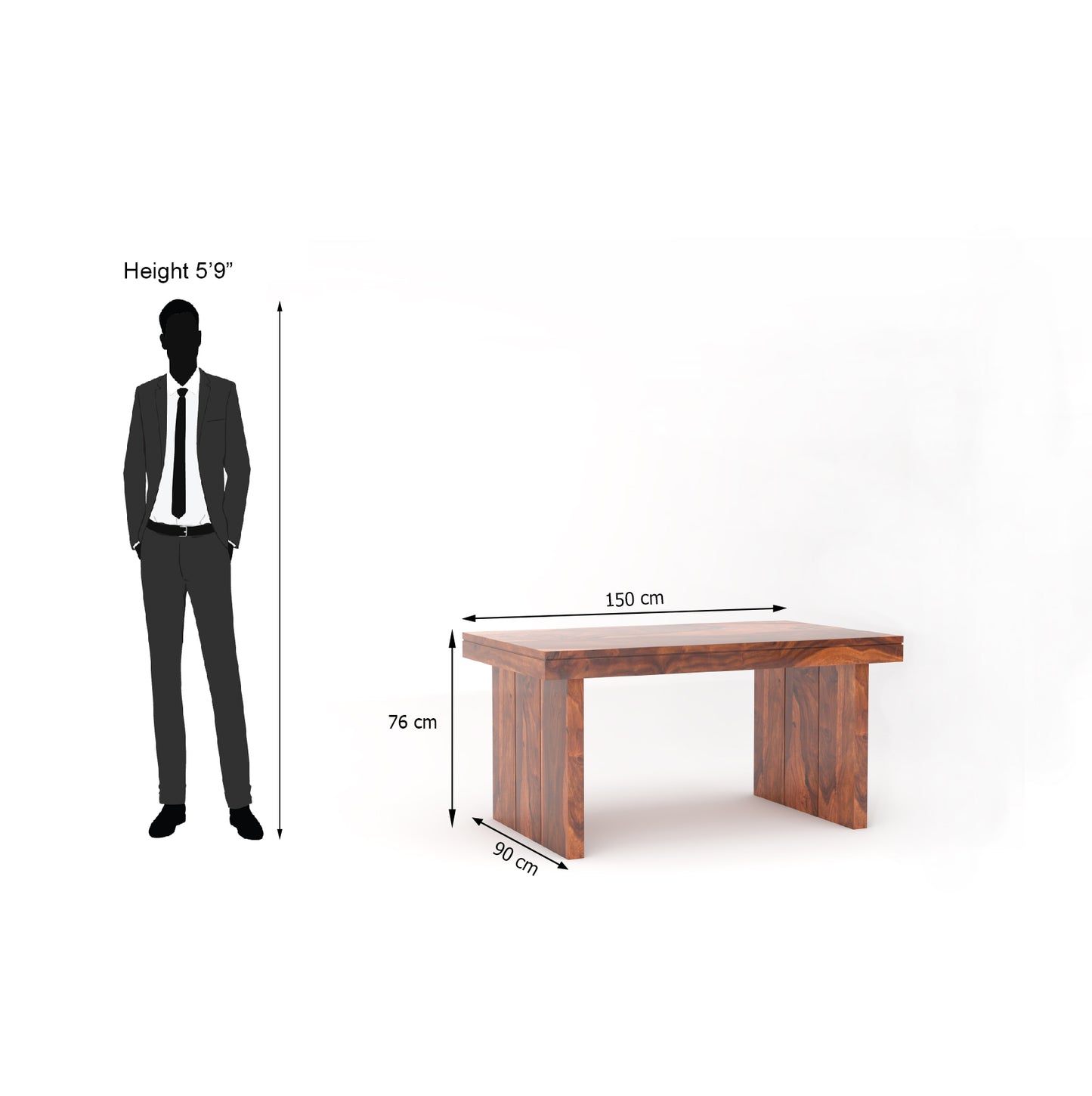 Hola Solid Wood 6 Seater Dining Table Set - Teak Finish