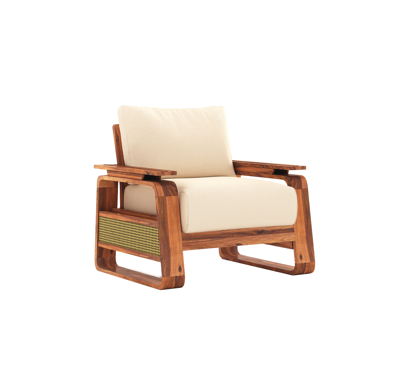 Arizona 3+1+1 Solid Wood Sofa - (Teak Finish)