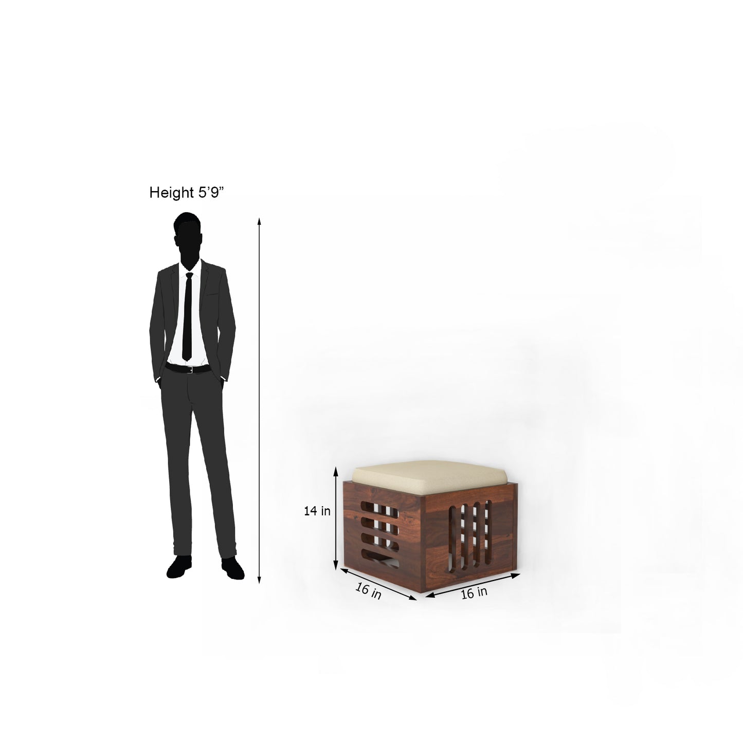 Arabia 4 Stool Solid Wood Coffee Table - Teak Finish