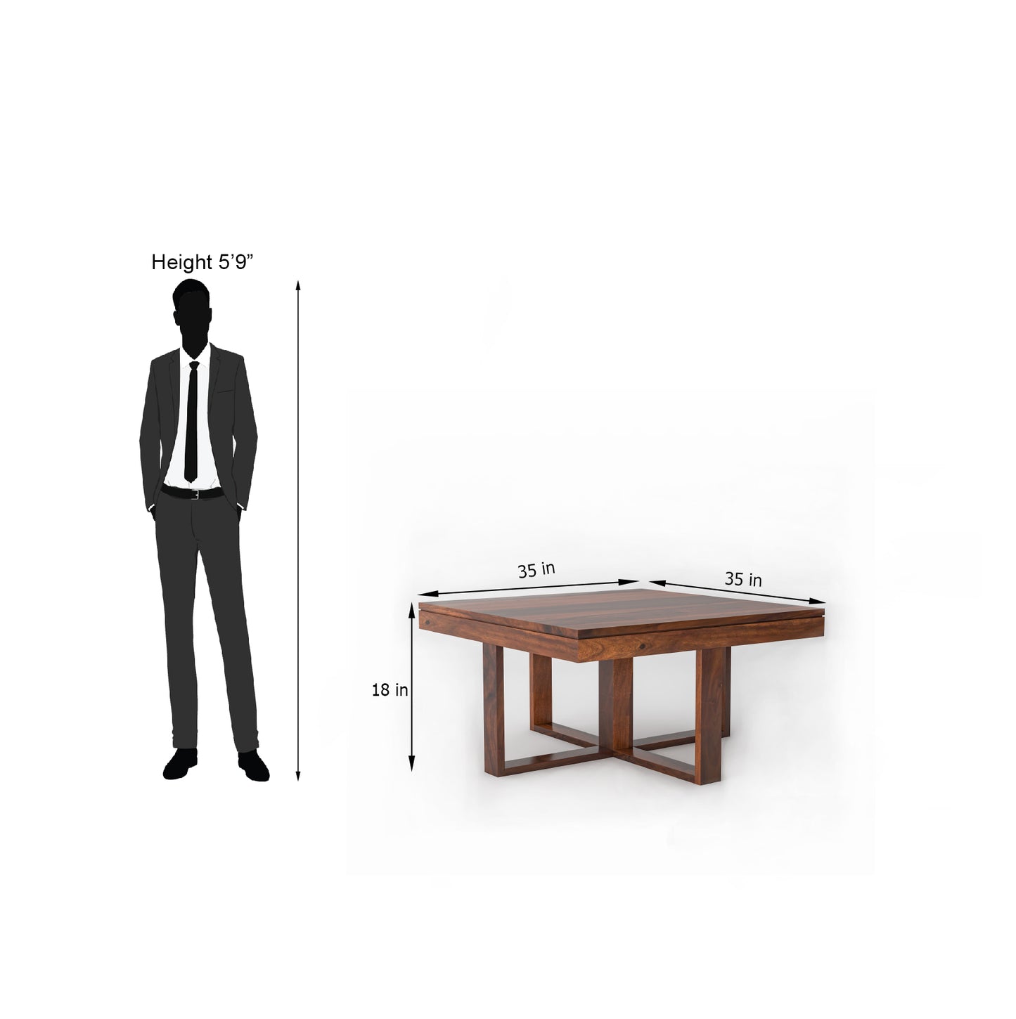 Arabia 4 Stool Solid Wood Coffee Table - Teak Finish