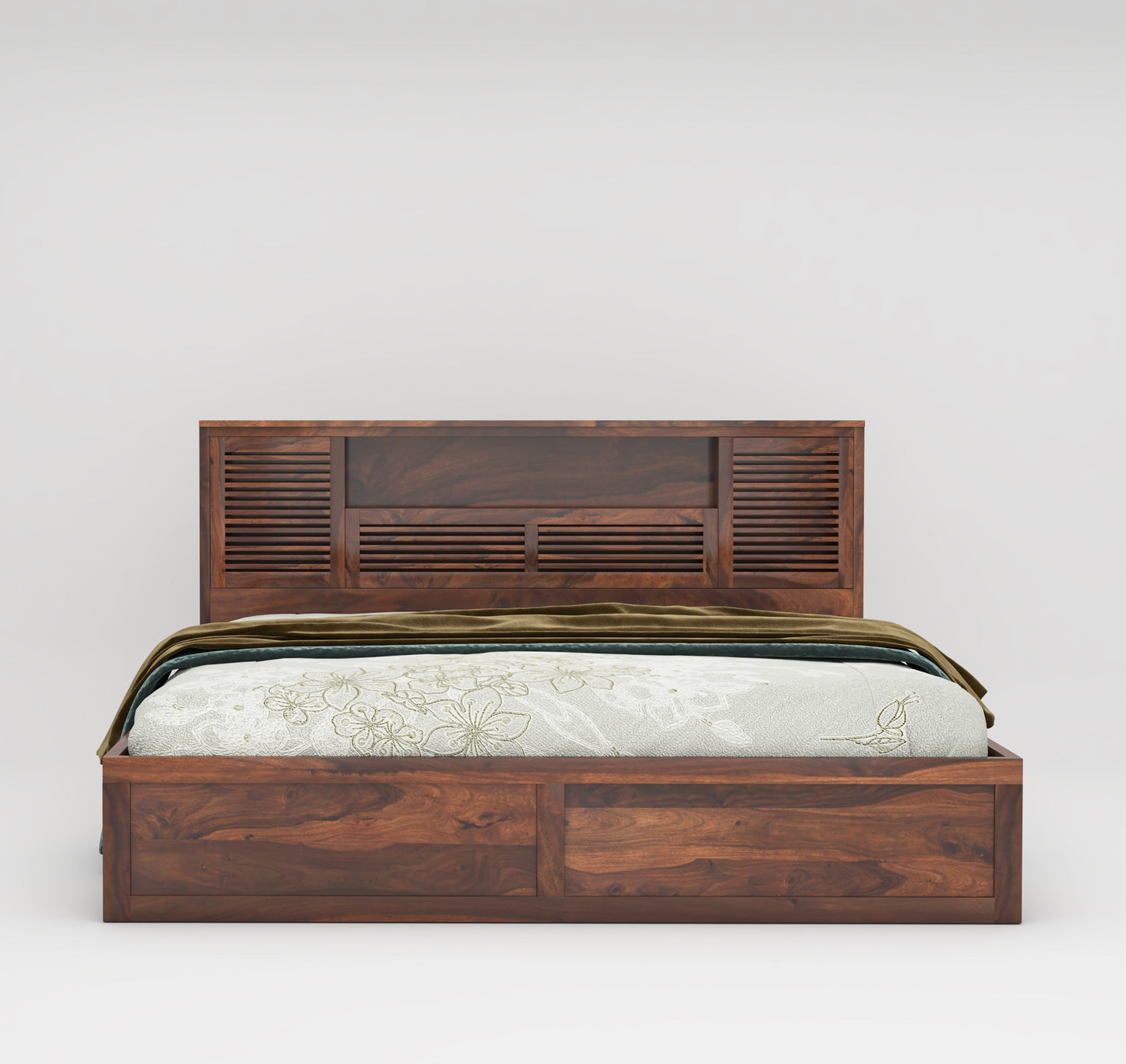 Alpine Counter Sheesham Wood King Box Bed - Teak Finish