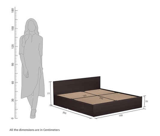 Luxe Engineered Wood King Bed with Box Storage (Wenge finish)