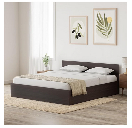 Luxe Engineered Wood King Bed with Box Storage (Wenge finish)