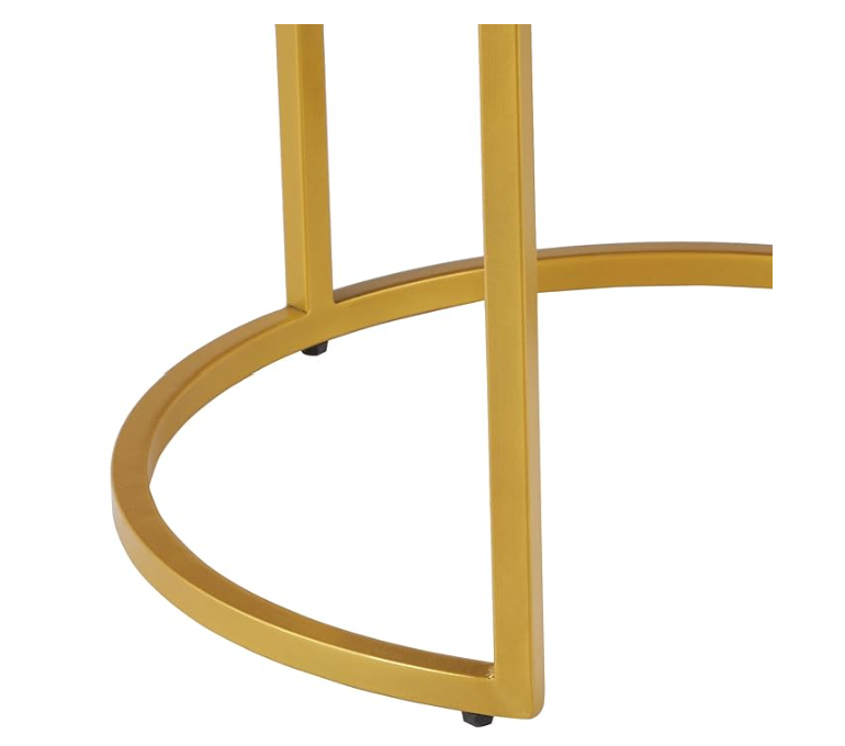 EliteNest Gold Laminated Marble Finish Nested Table Set (White and Gold)