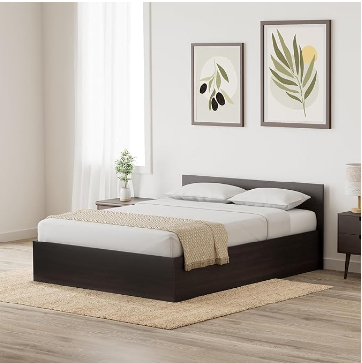 Luxe Engineered Wood Queen Bed with Box Storage (Wenge finish)