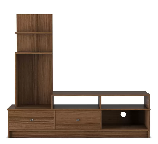 Alpha Engineered Wood L-Shape TV Unit - Walnut Finish