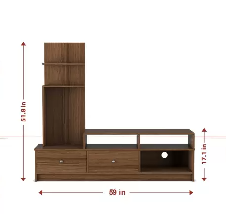 Alpha Engineered Wood L-Shape TV Unit - Walnut Finish