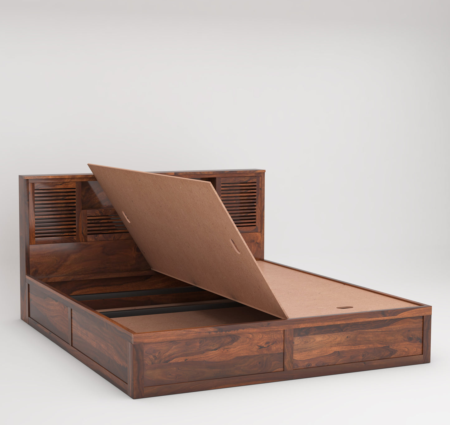 Alpine Counter Sheesham Wood King Box Bed - Teak Finish