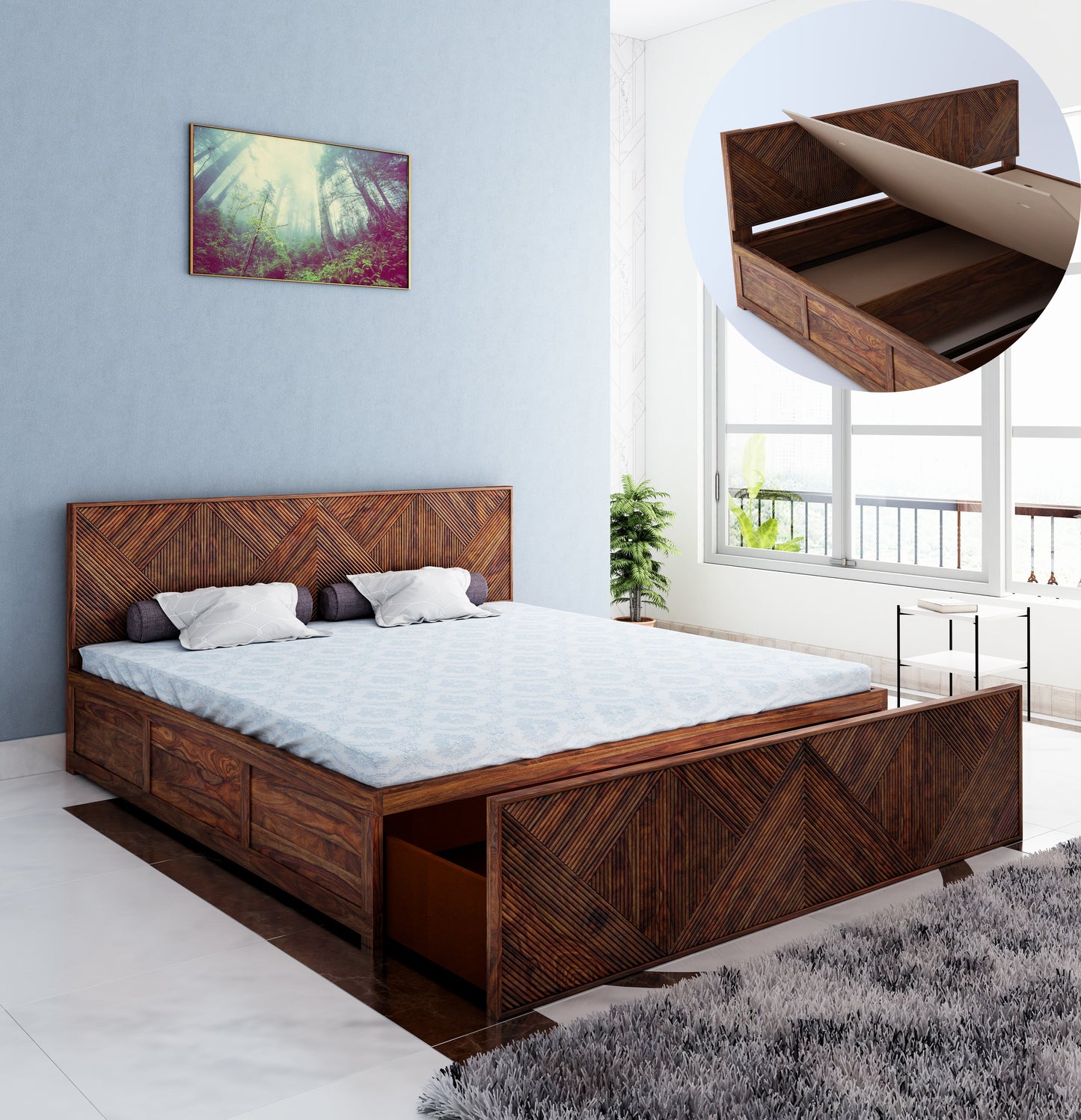 Bijox King Front Drawer Bed-Teak
