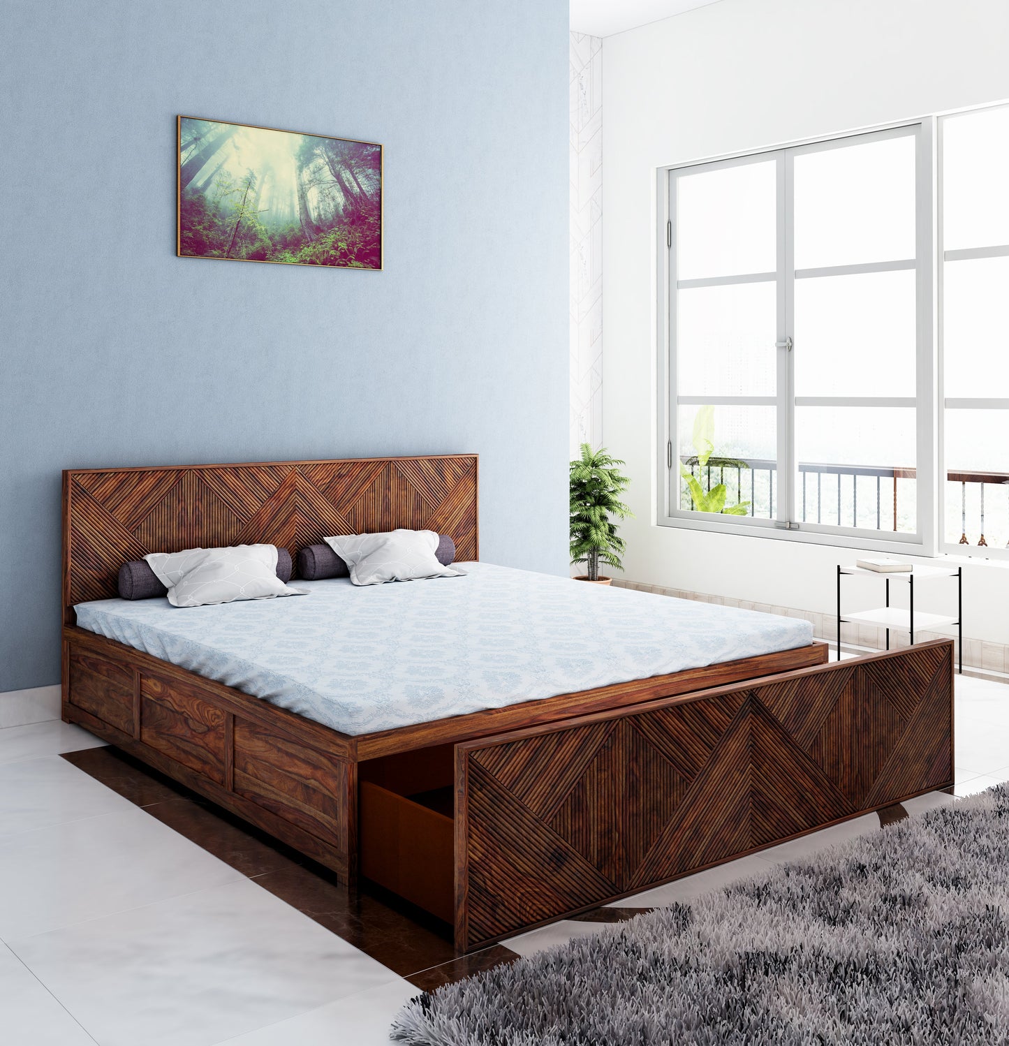 Bijox King Front Drawer Bed-Teak