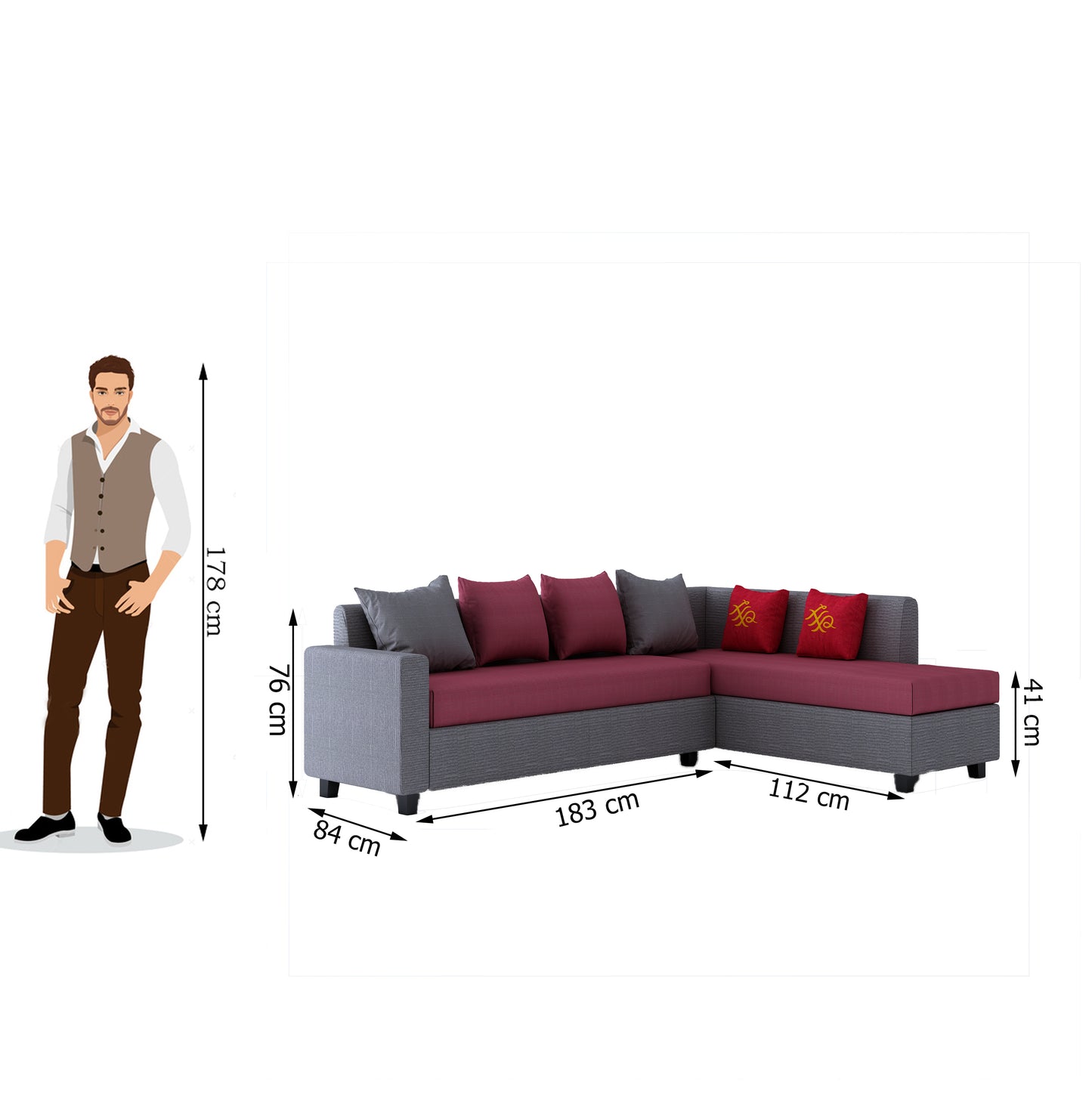 Belly L Shape 5 Seater Sofa