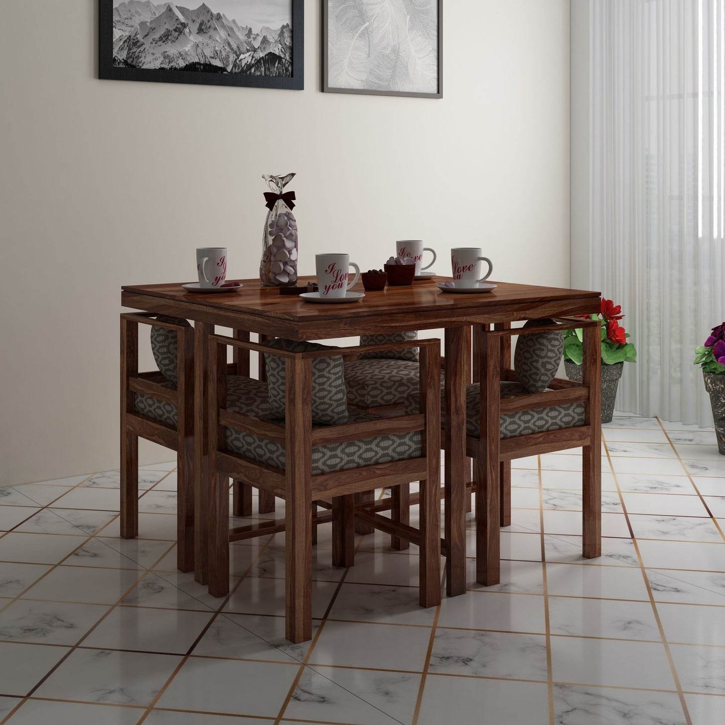 Bayne Four Seater Dining Set w/ upholstry