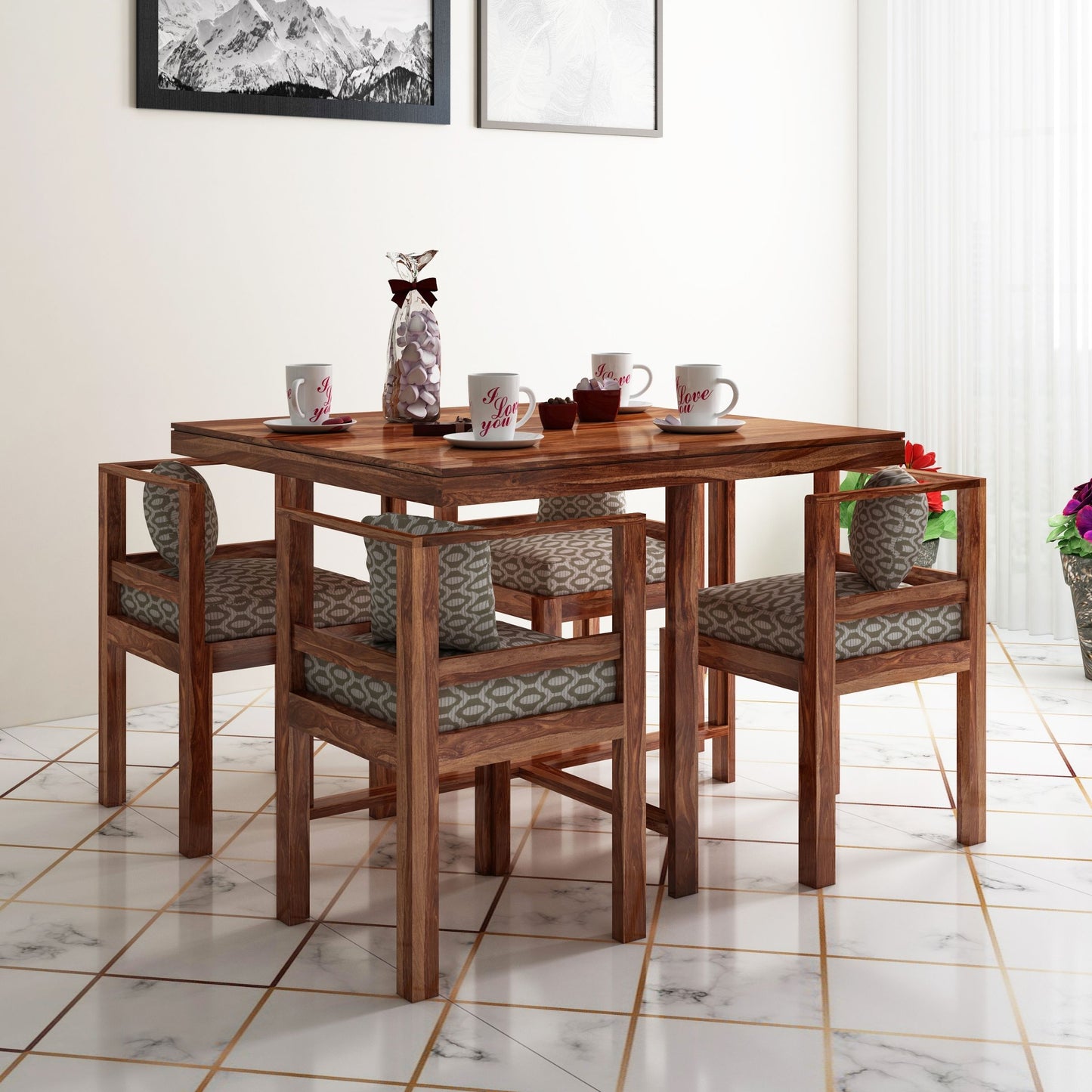 Bayne Four Seater Dining Set w/ upholstry