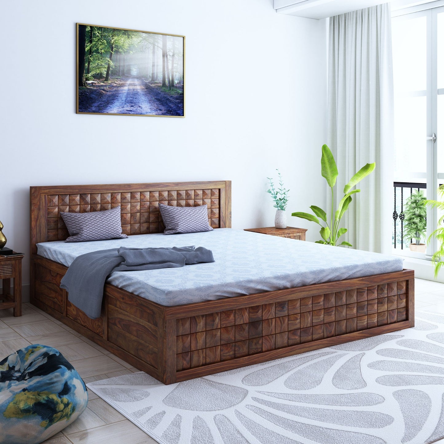 Bayleef King Front Drawer Storage Bed-Teak