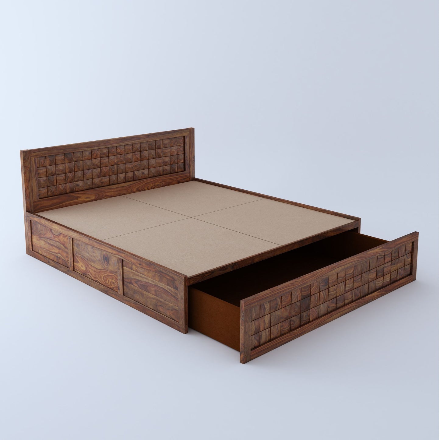 Bayleef King Front Drawer Storage Bed-Teak