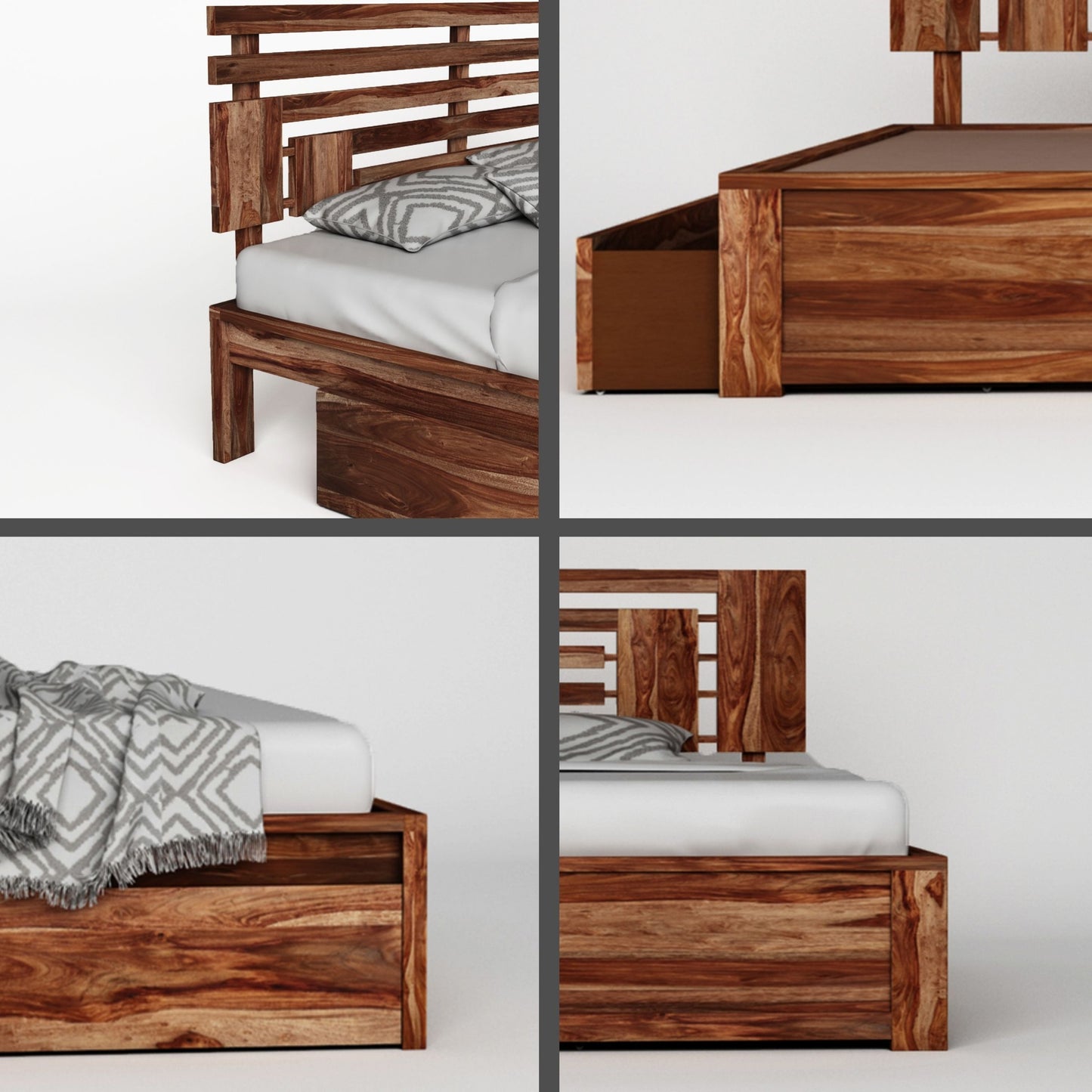 Aelinia Queen Drawer Bed-Teak