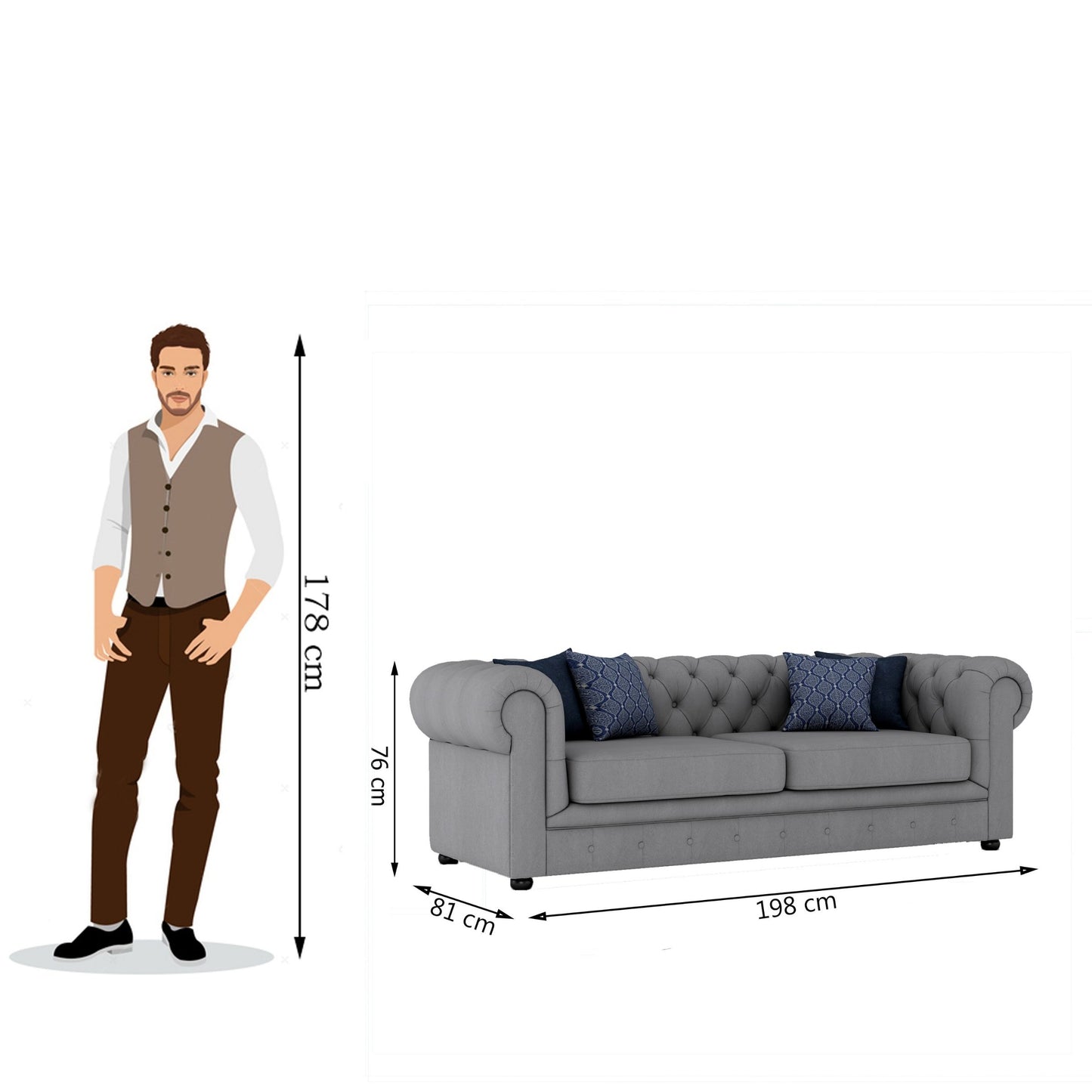 Wilson Chesterfield Sofa - Grey