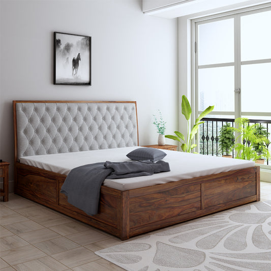 Avon King Grey Box Storage Bed-Teak Finish