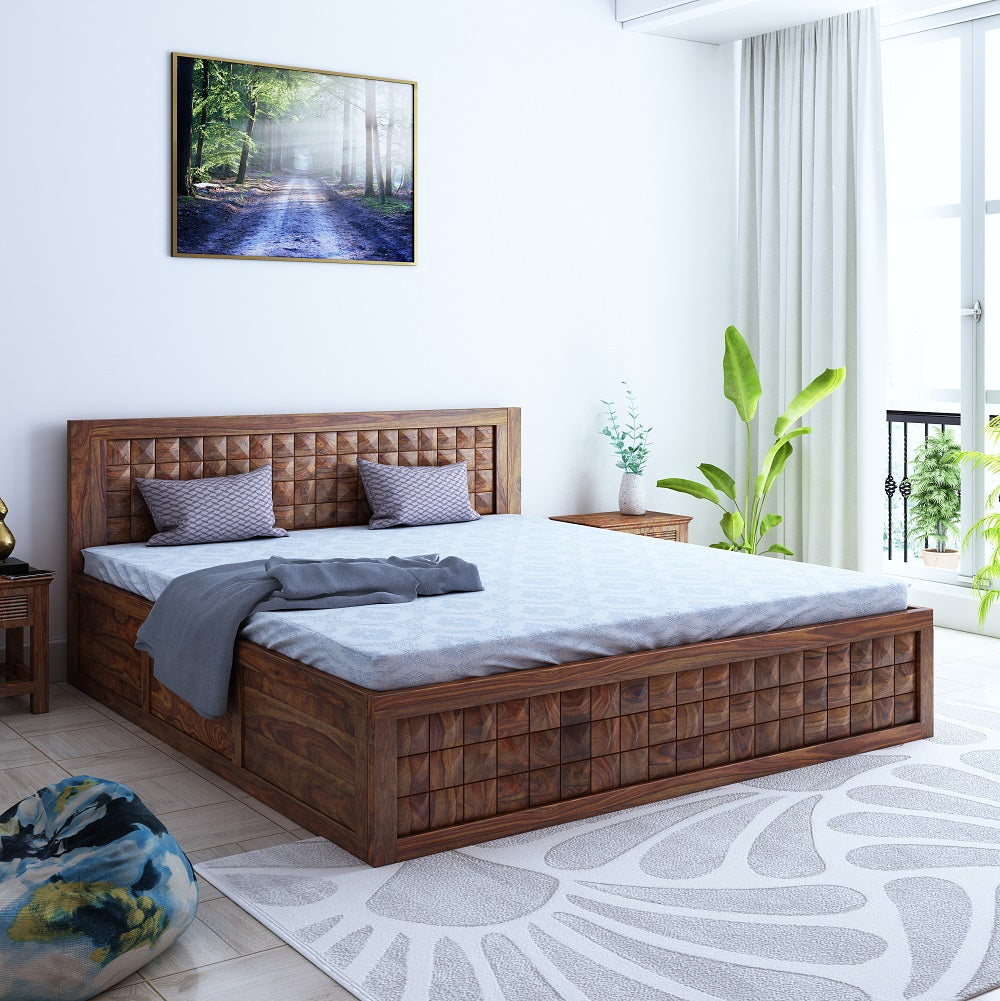 Bayleef Queen Front Drawer Storage Bed-Teak