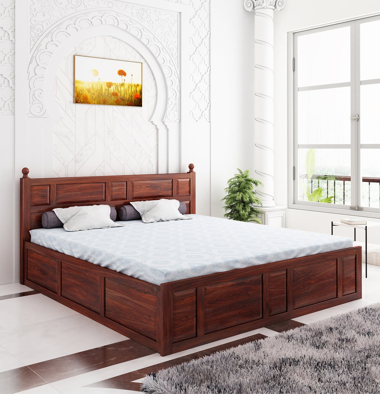 Joplin King Box Storage Bed-Mahogany