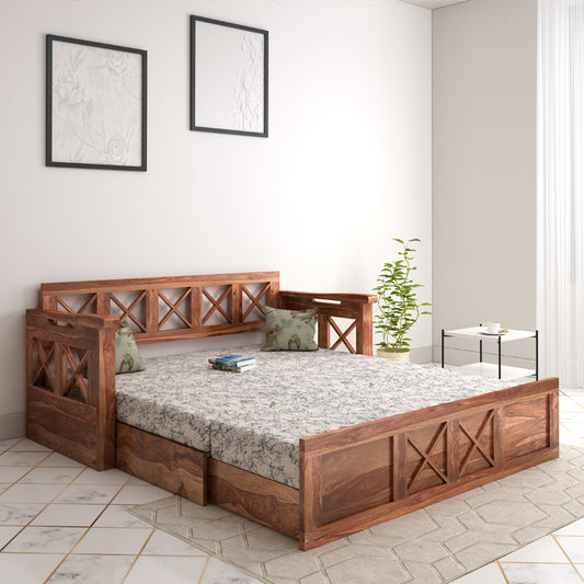 Murphy Solid Wood Sofa cum bed-Teak