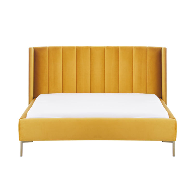 Franco Queen Size Fully Upholstery Without Storage Bed-Yellow