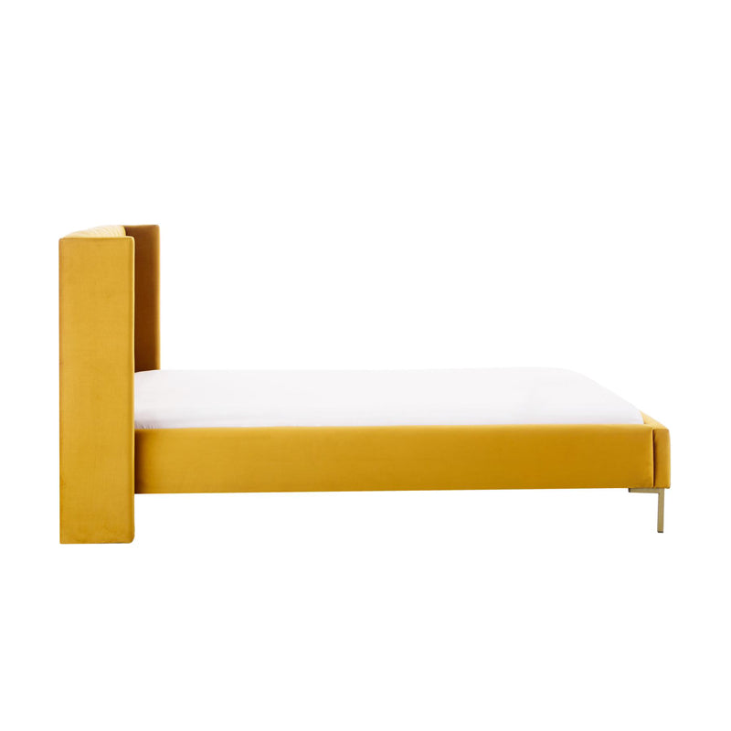 Franco Queen Size Fully Upholstery Without Storage Bed-Yellow