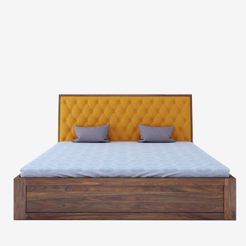 Avon King Yellow Box Storage Bed-Teak Finish