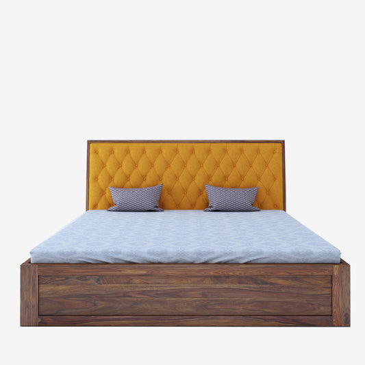 Avon King Yellow Box Storage Bed-Teak Finish