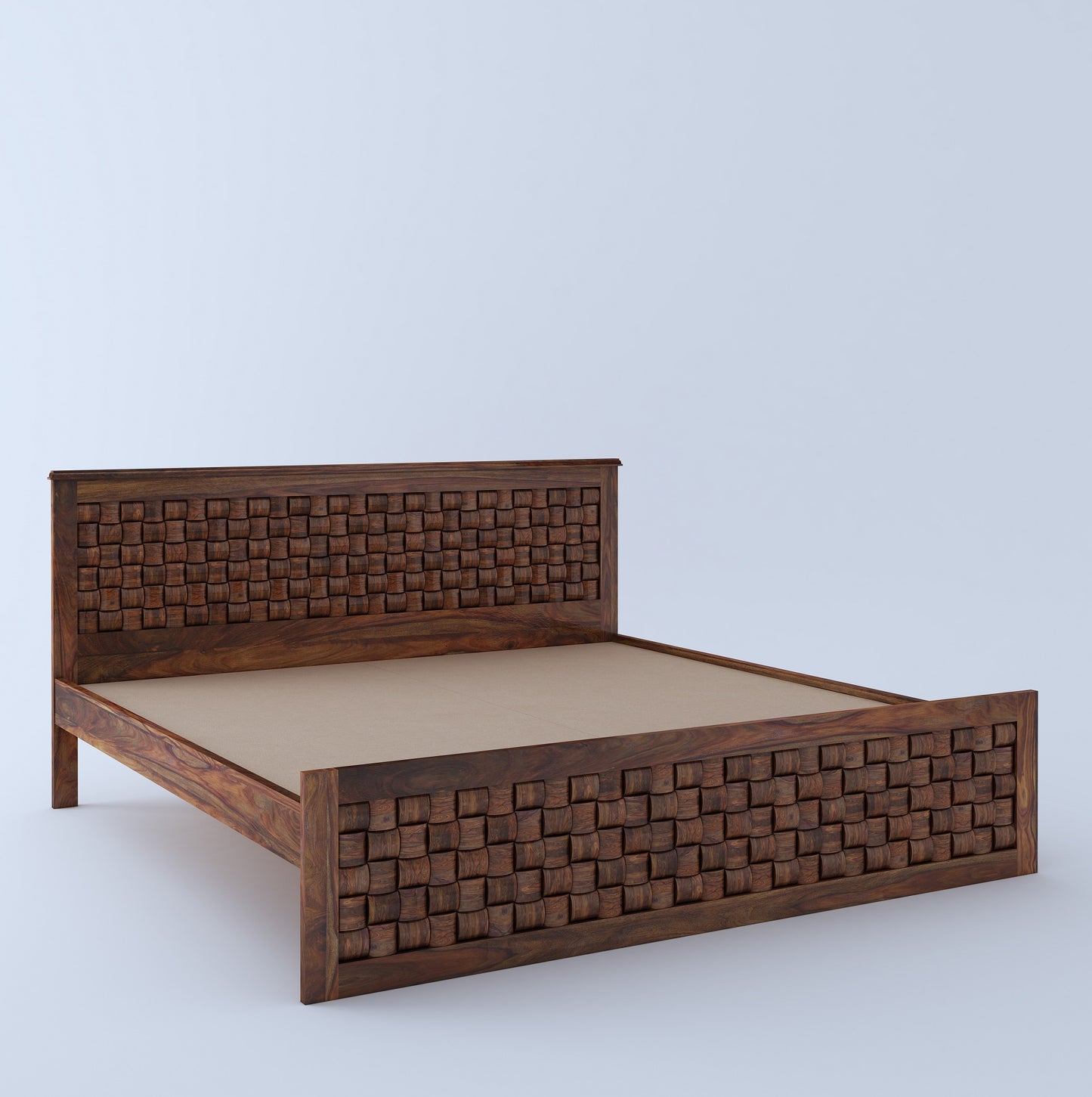 Weave King Non Storage Bed-Teak