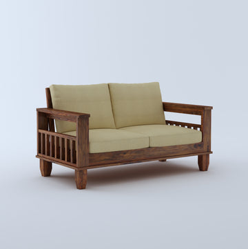 Jessy Wooden 2 Seater Sofa-Teak