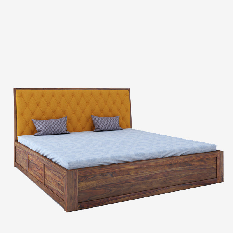 Avon King Yellow Box Storage Bed-Teak Finish