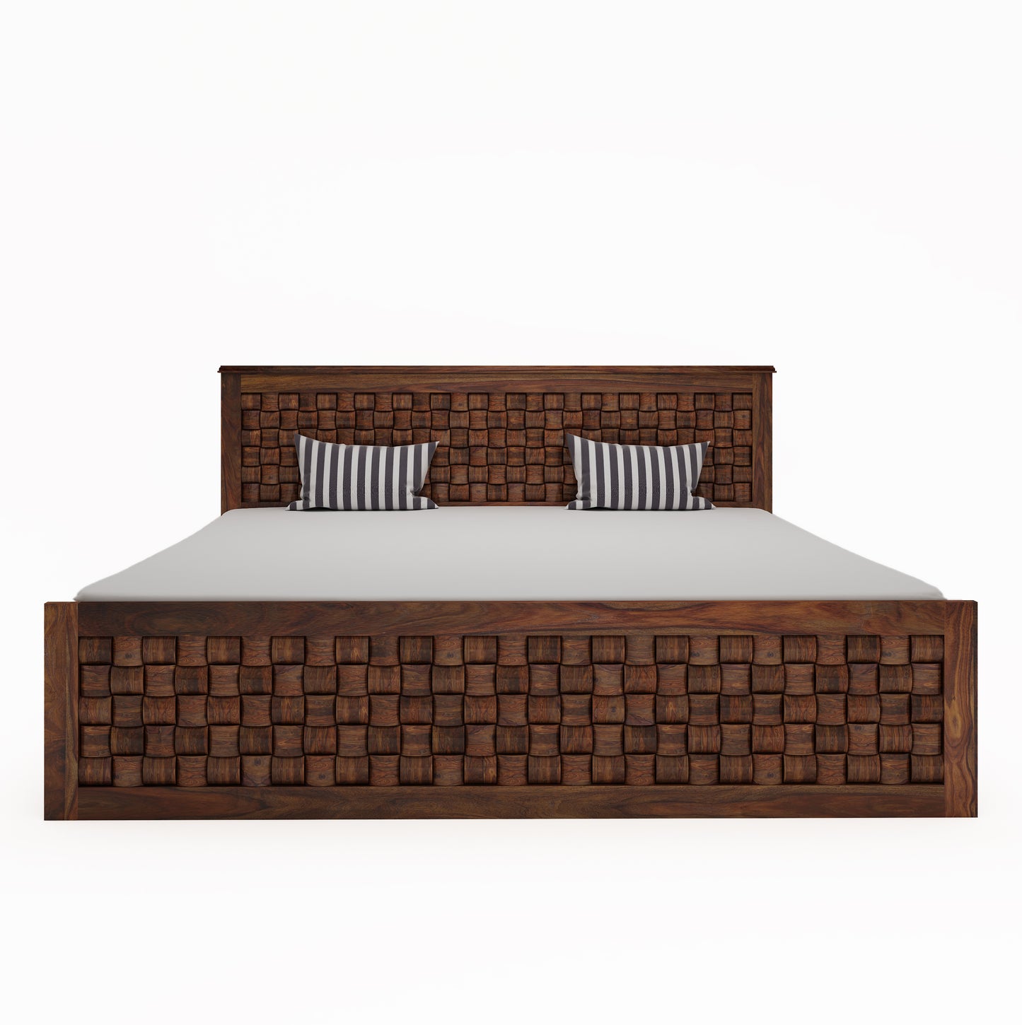 Weave King Side Drawer Storage Bed-Teak