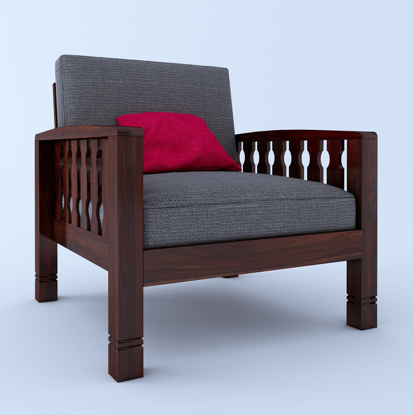 Paul Wooden 3+1+1 Sofa-Mahogany