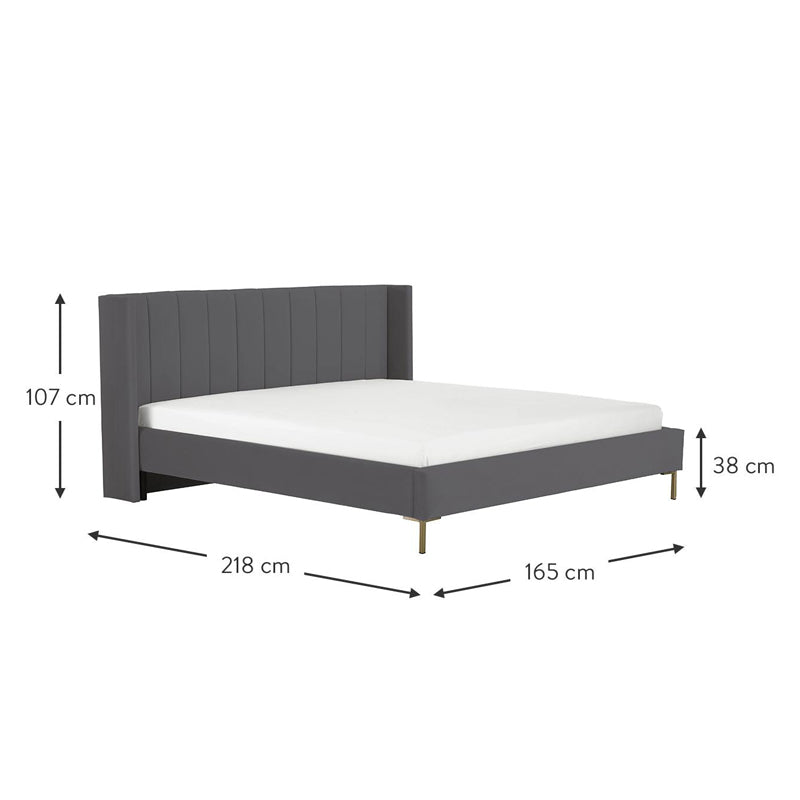 Franco Queen Size Fully Upholstery Without Storage Bed-Grey