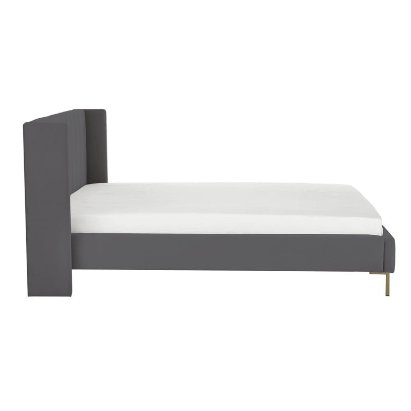 Franco Queen Size Fully Upholstery Without Storage Bed-Grey