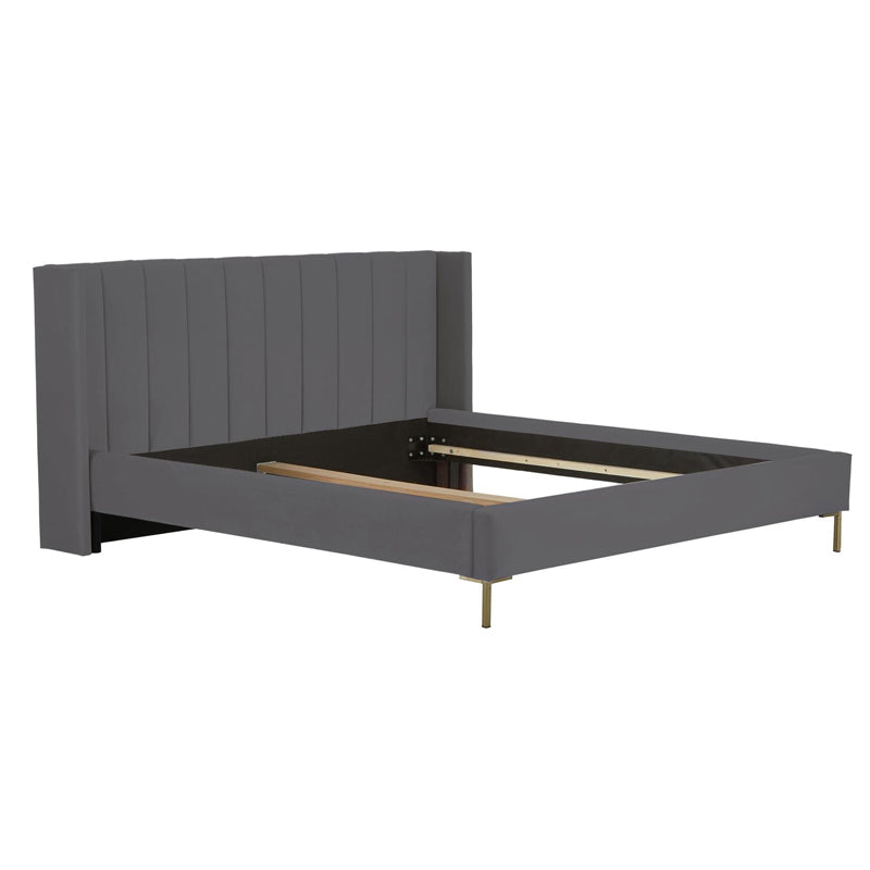 Franco Queen Size Fully Upholstery Without Storage Bed-Grey