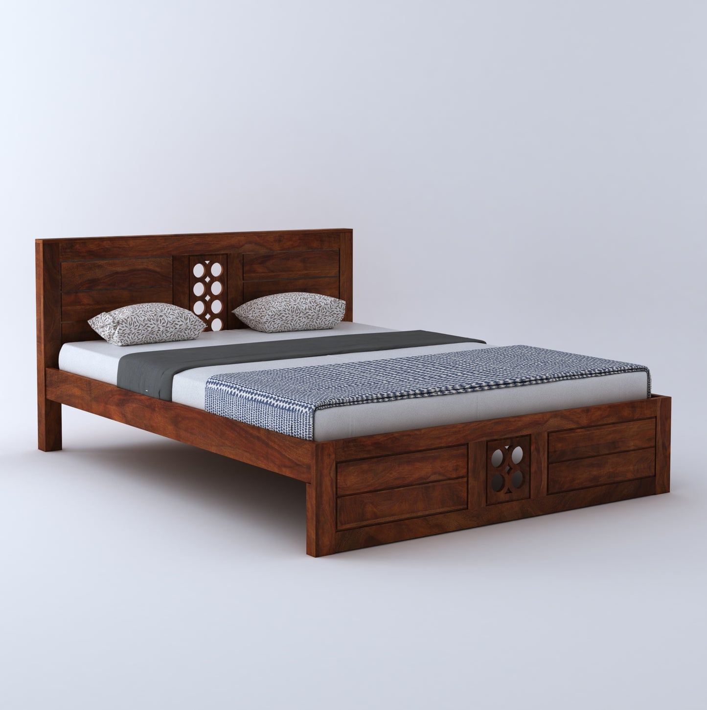 Marion Queen Without Storage Bed-Teak