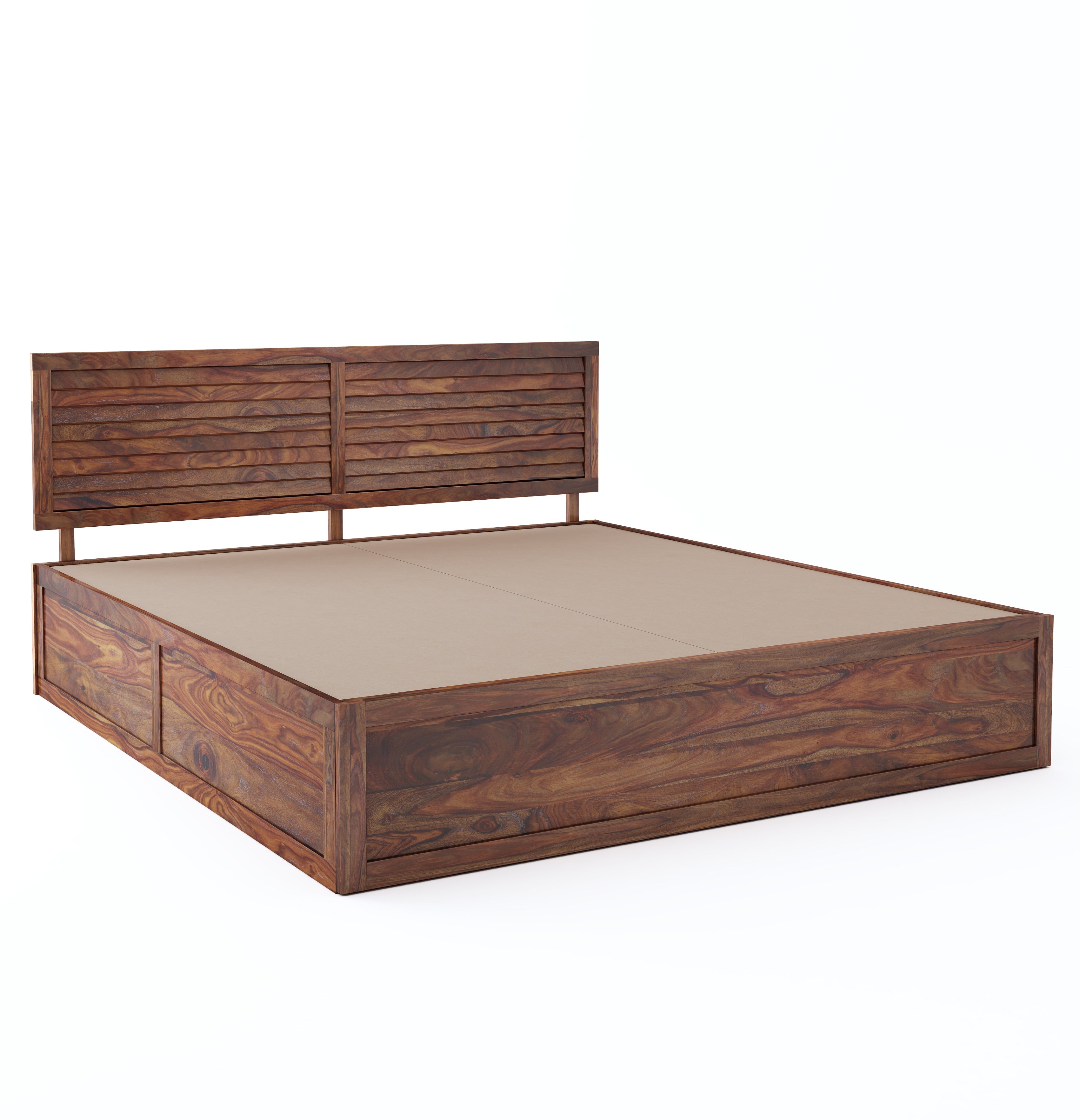 Home Edge Sheesham Wood Jackob King Front Drawer Storage Bed-Teak ...