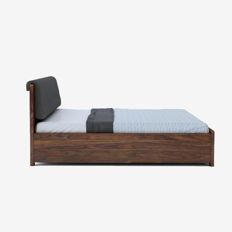 Lannister Queen Box Storage Bed in Teak Finish- Grey
