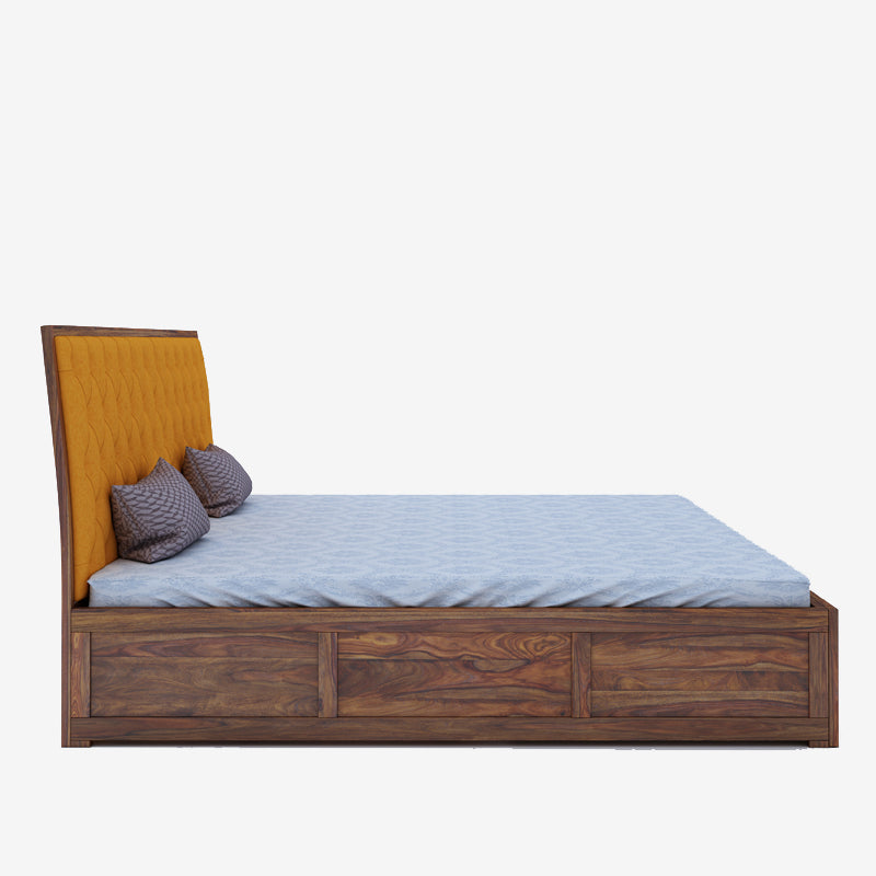 Avon King Yellow Box Storage Bed-Teak Finish