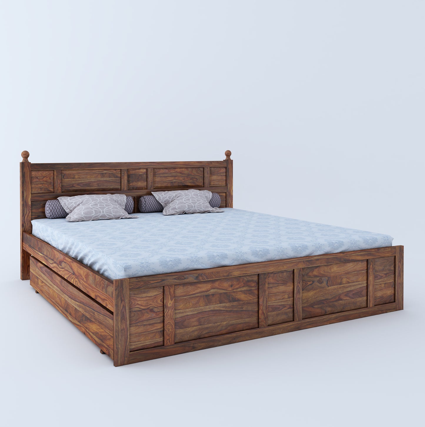 Joplin Queen Side Drawer Storage Bed-Teak